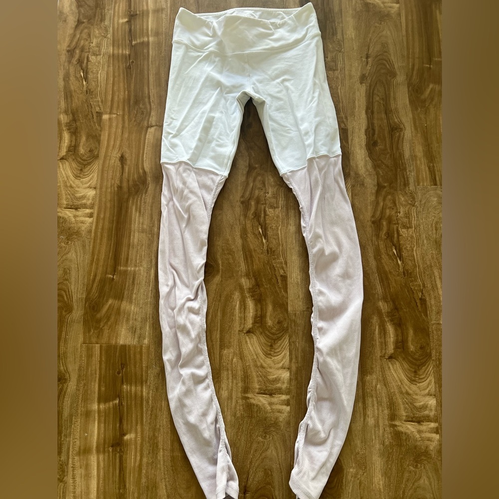 White and purple goddess leggings